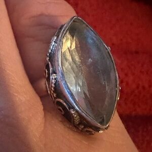 Smoky quartz and silver ring